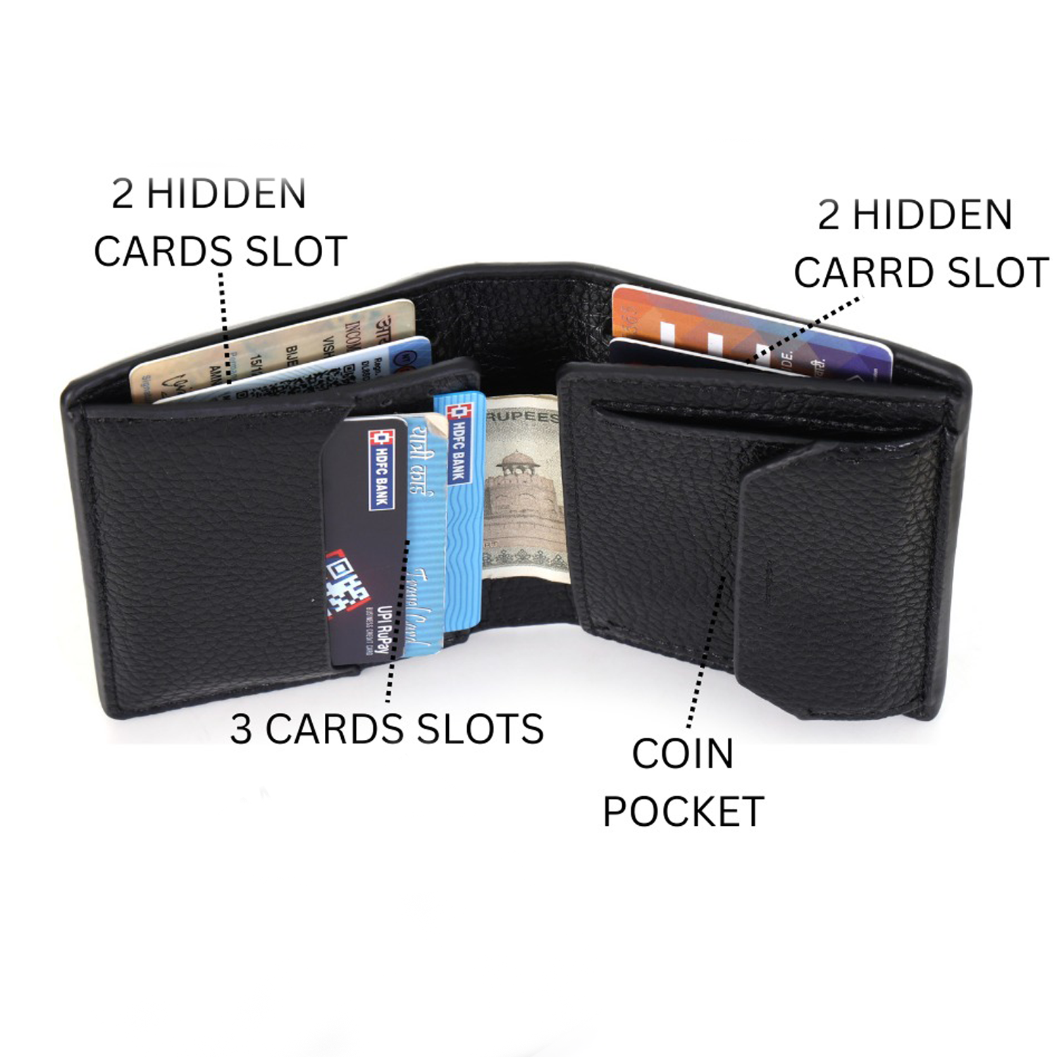 Stylish Mens Faux Leather Wallet with Coin Pocket & Hidden Card Slots IL-65