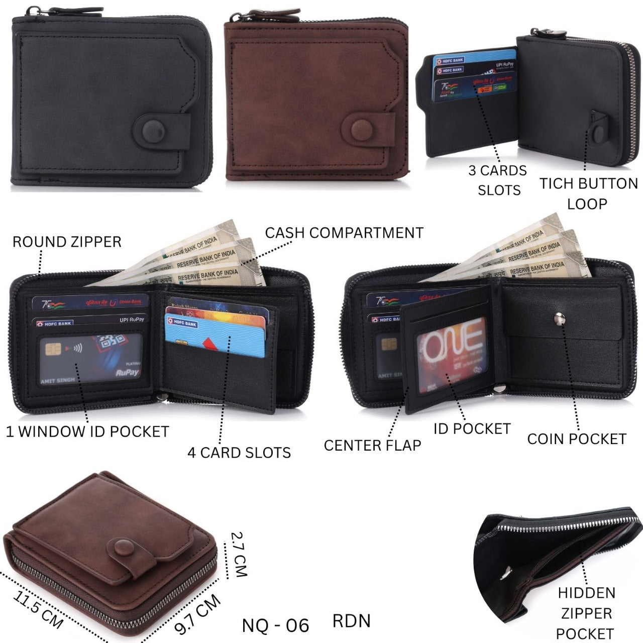 The Modern Classic Men’s Zip Wallet NQ-06