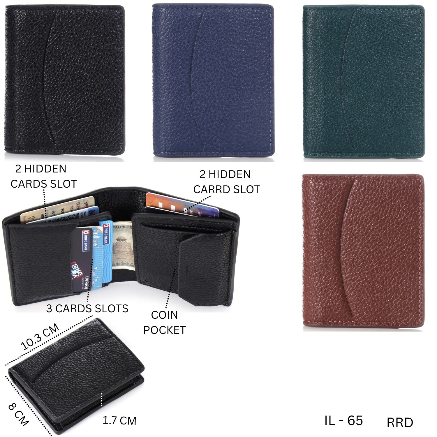 Stylish Mens Faux Leather Wallet with Coin Pocket & Hidden Card Slots IL-65