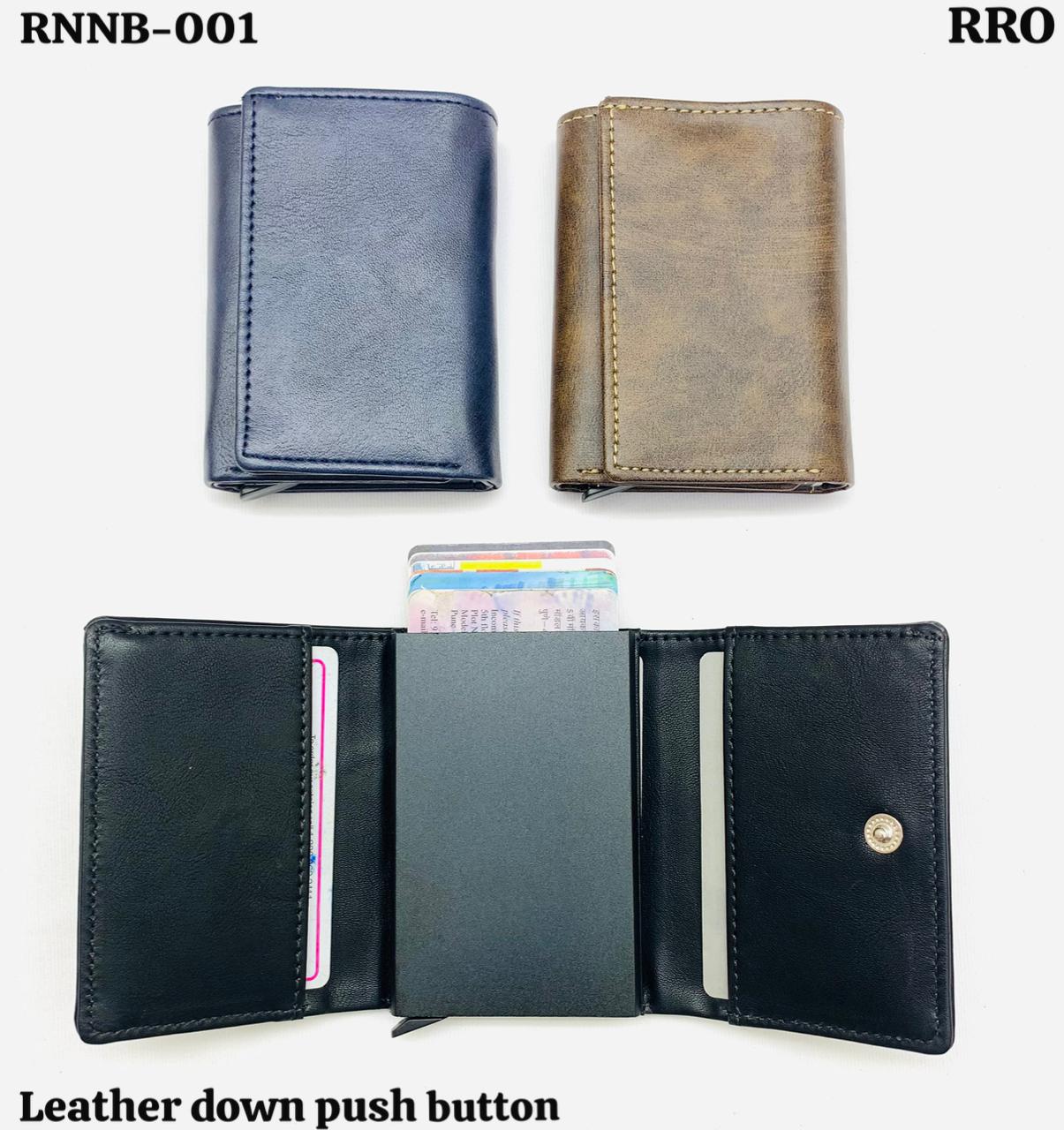 Men’s Vegan Leather Pop-Up Wallet | Slim Metal Card Holder with Push Button Closure RNNB-001