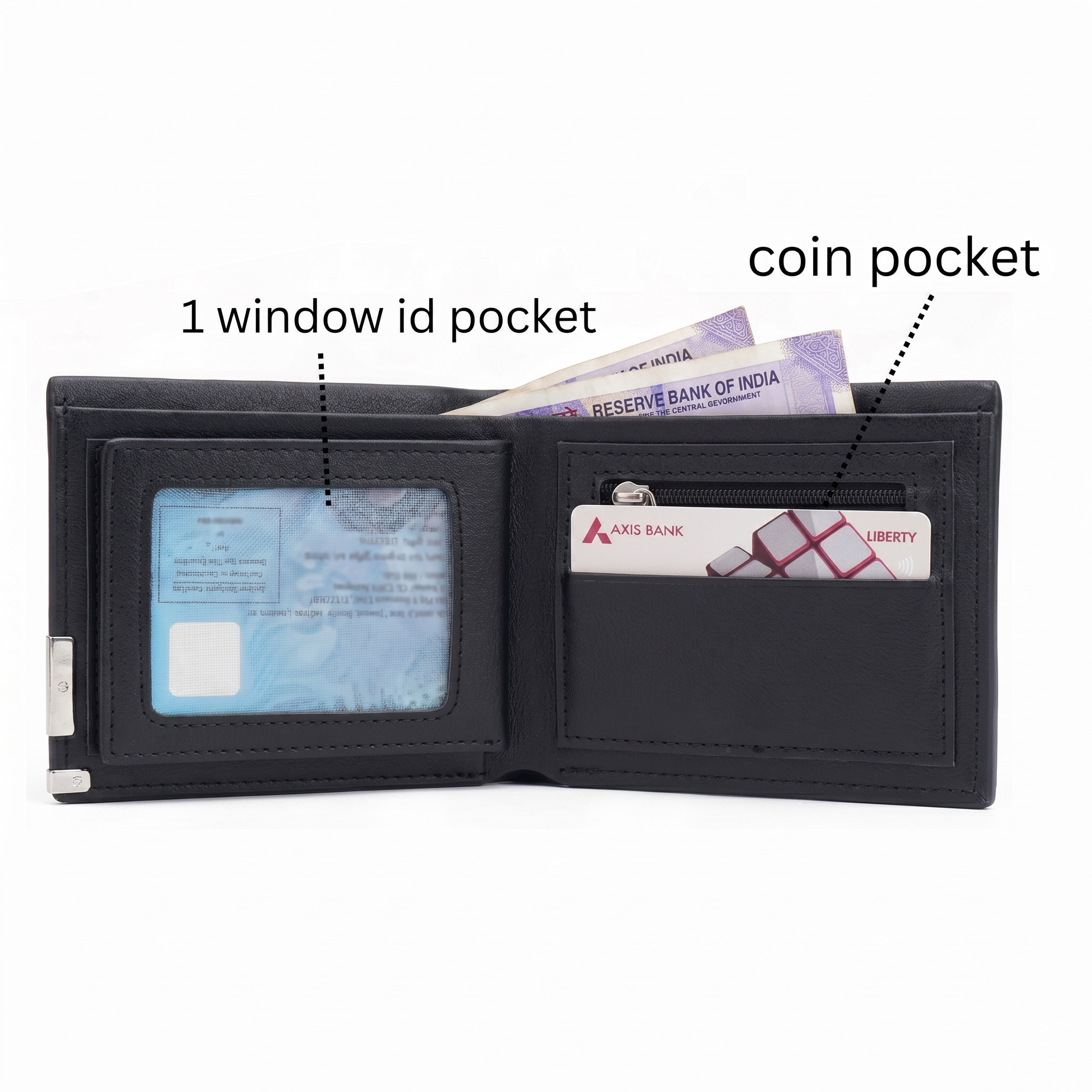 Men’s Bifold Wallet – Slim Design with Coin Pocket, ID Window & Multiple Card Slots OD-018
