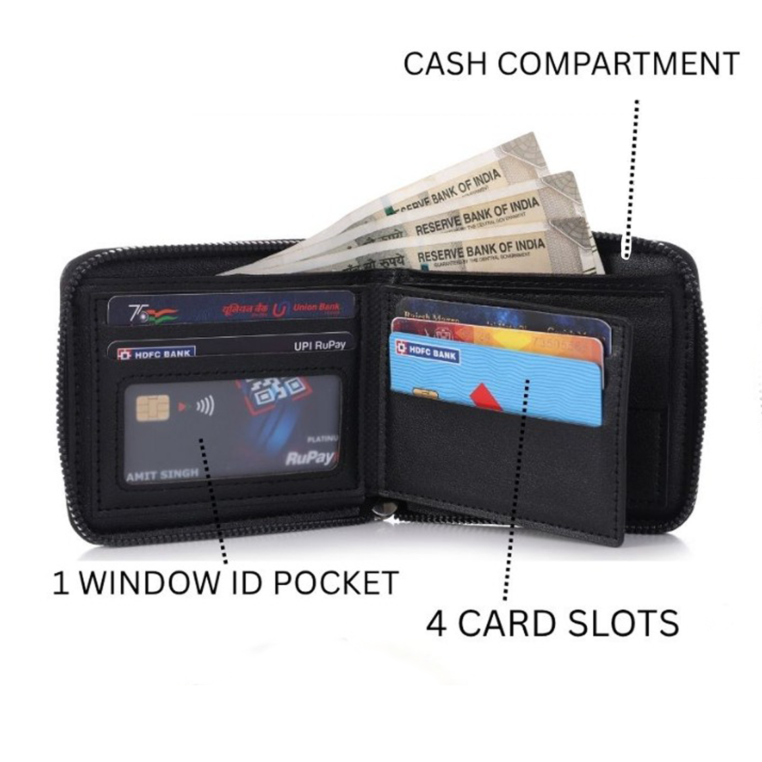 Everyday Men’s Wallet – Durable Zip Wallet with Card Slots & Cash Compartment IM-24