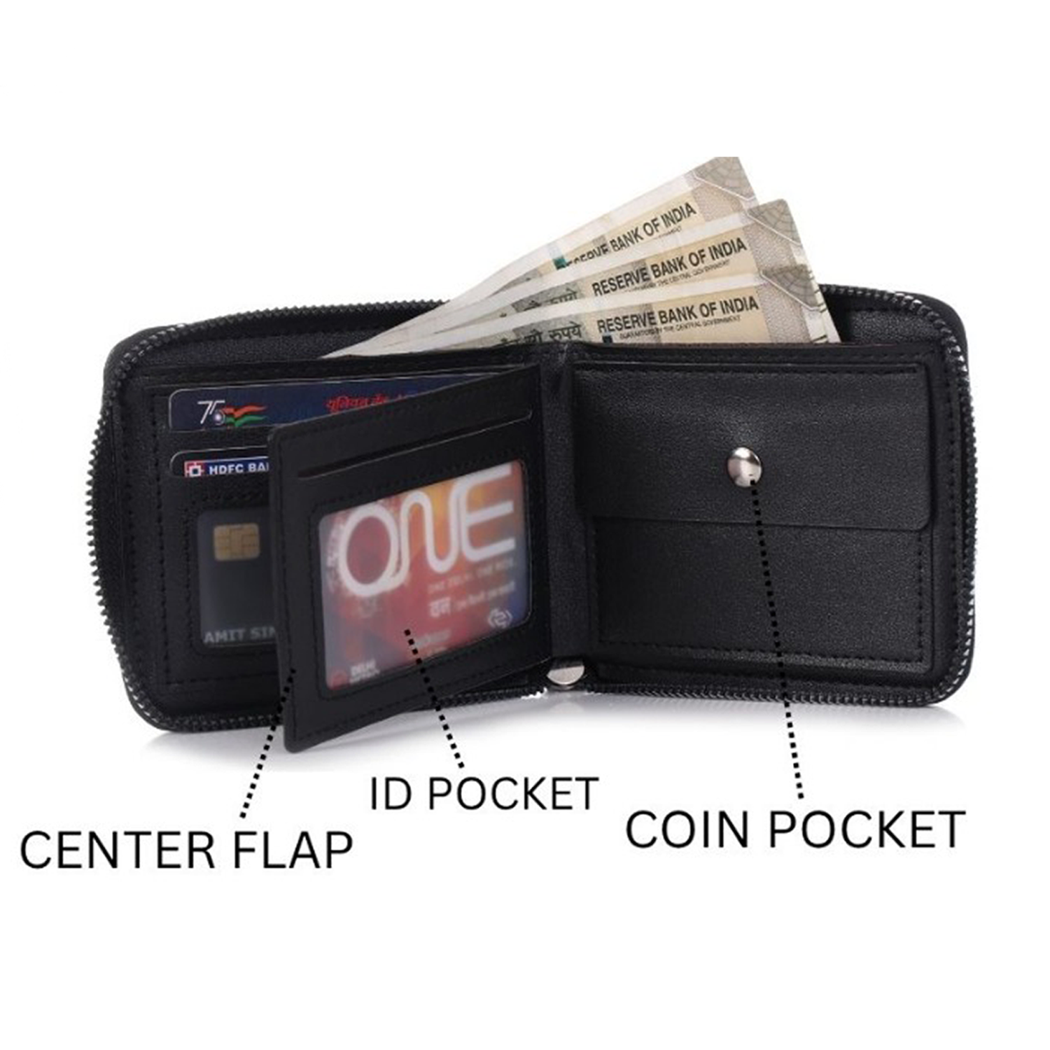 Everyday Men’s Wallet – Durable Zip Wallet with Card Slots & Cash Compartment IM-24