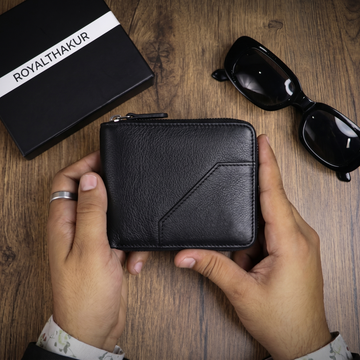 Men’s Vegan Leather Zip Wallet by RoyalThakur – Slim & Durable Everyday Use IM-32