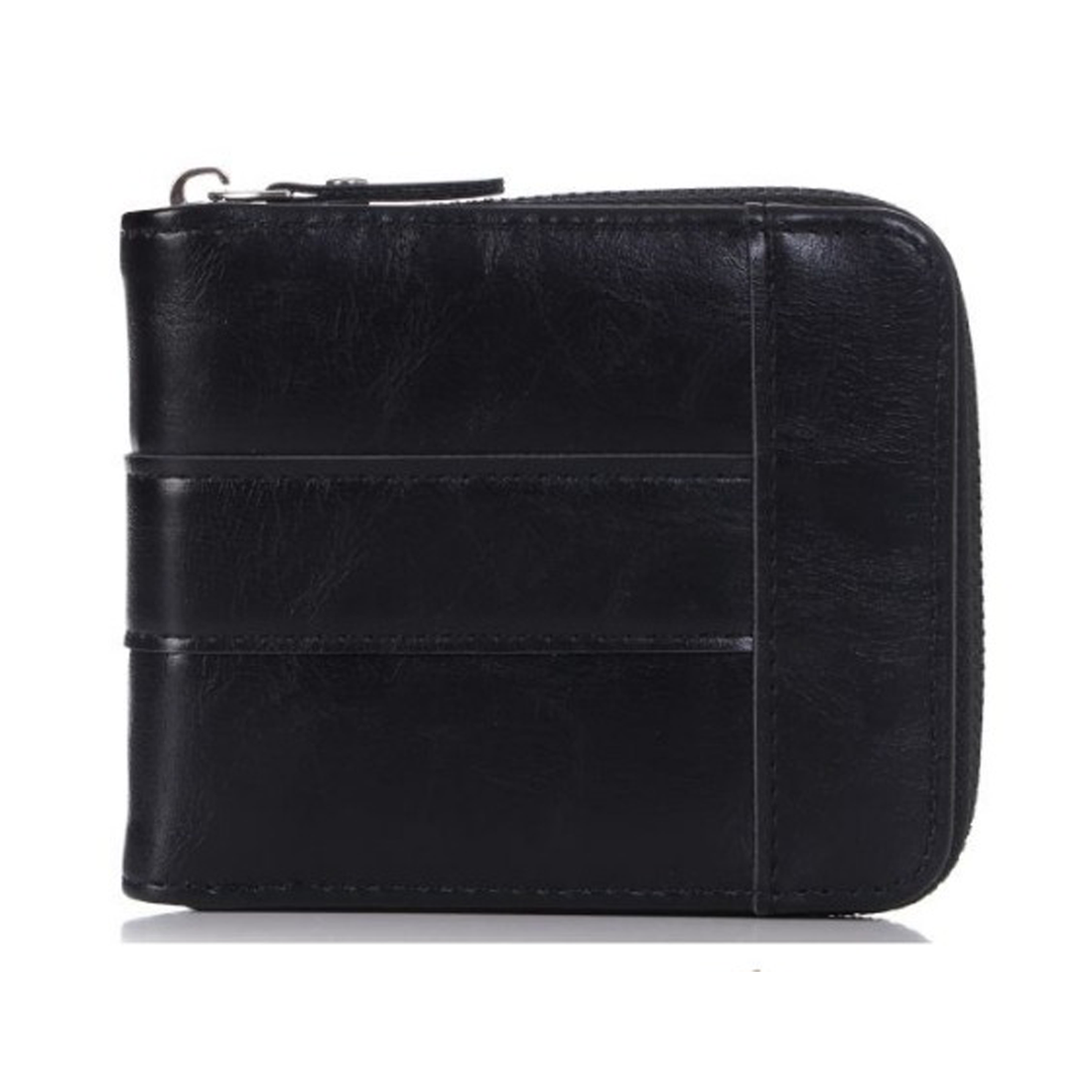 Premium Black Zip Wallet for Men – Faux Leather Slim Design IM-35