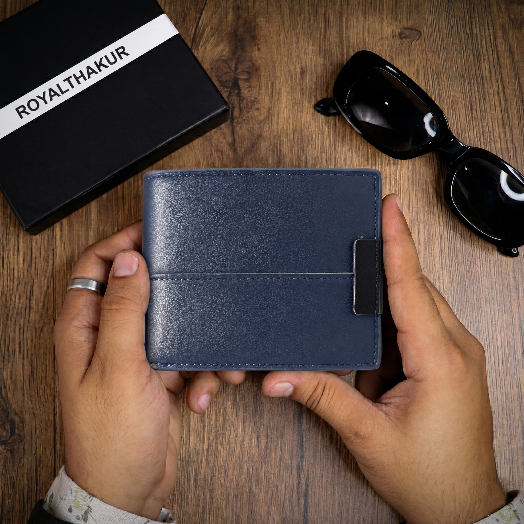Elegant Black Men’s Wallet with Strap Detail & Pocket-Friendly Build NQ-14