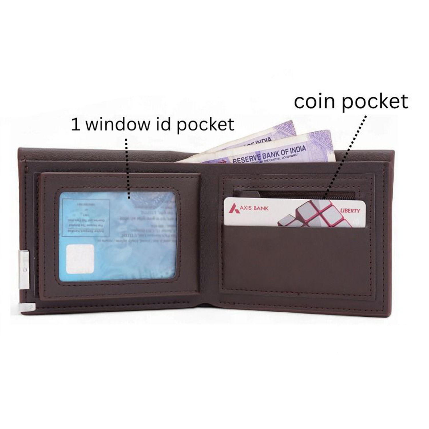 Men’s Bifold Wallet – Slim Design with Coin Pocket, ID Window & Multiple Card Slots OD-018