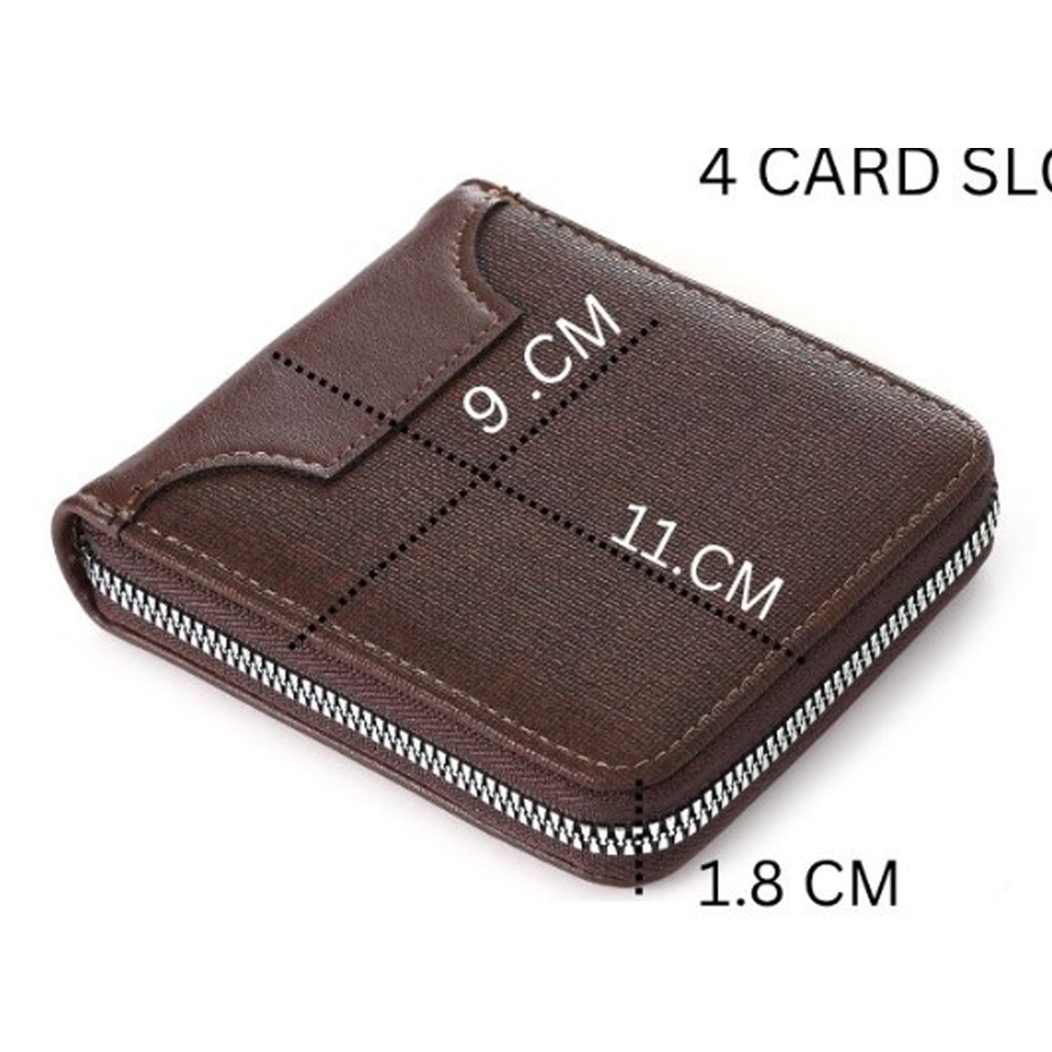 Men’s Compact Zip Wallet – Black Vegan Leather with Cash Pocket & Card Slots IM-30