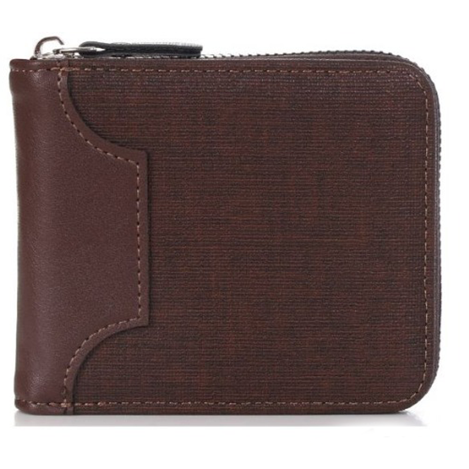 Men’s Compact Zip Wallet – Black Vegan Leather with Cash Pocket & Card Slots IM-30