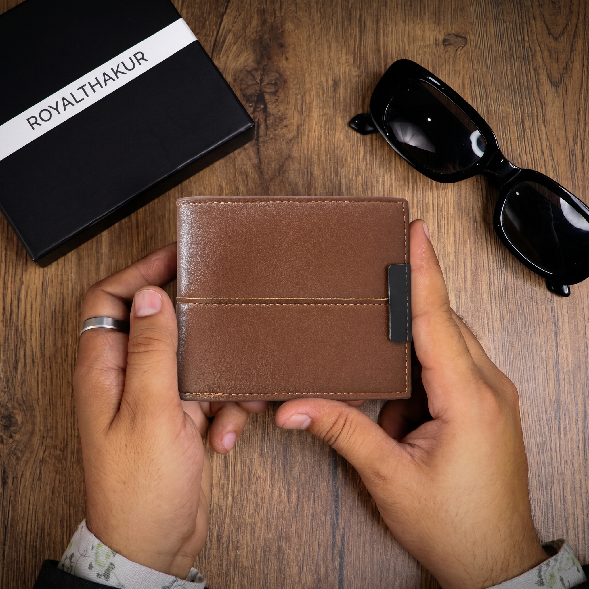 Elegant Black Men’s Wallet with Strap Detail & Pocket-Friendly Build NQ-14