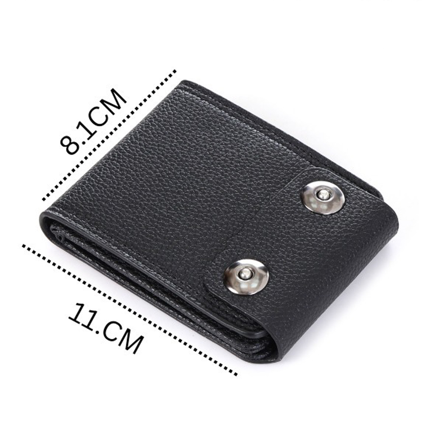 Classic Black Men’s Wallet – Coin Pocket, ID Window, Double Button Closure & Slim Design IL-48