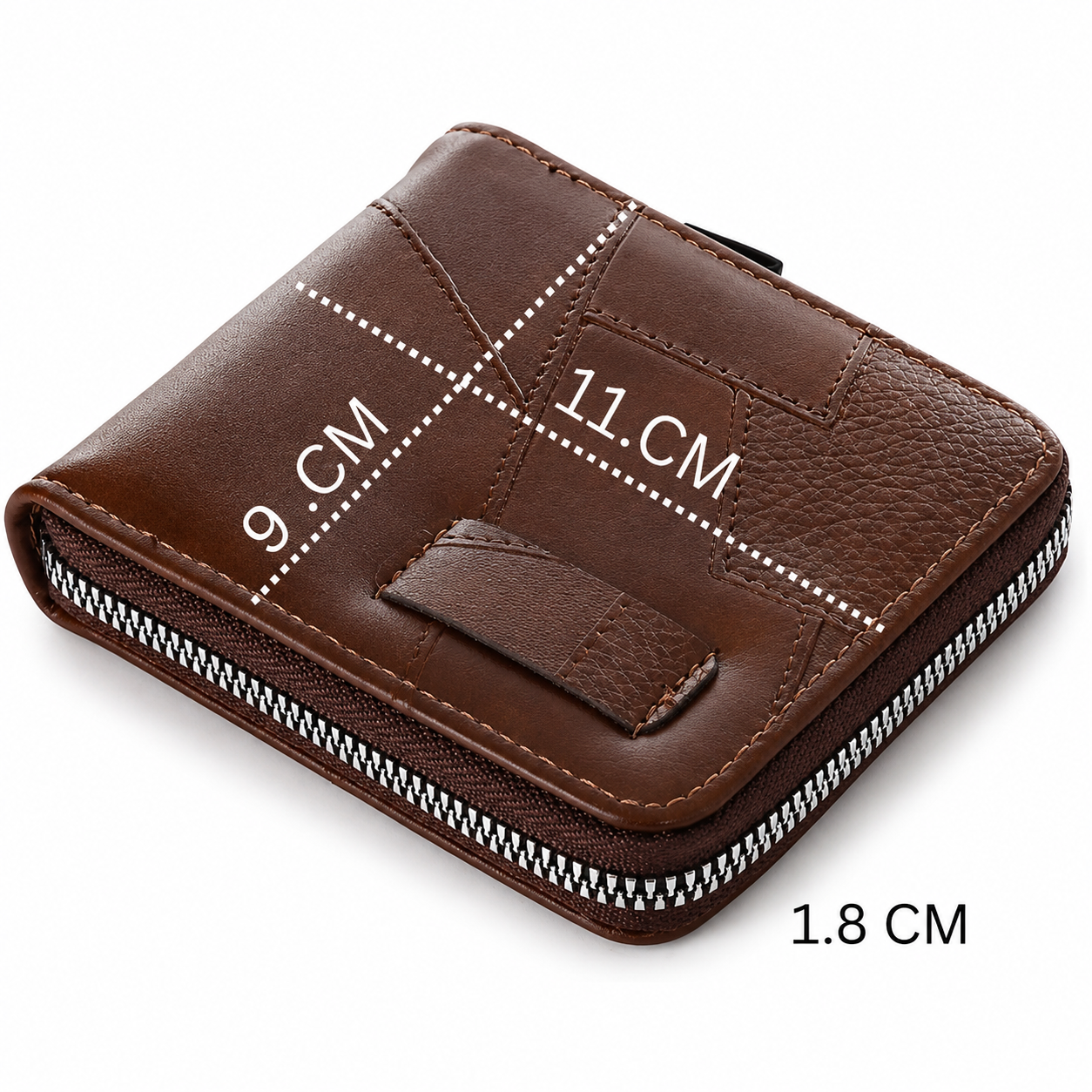 Classic Vegan Leather Men's Zip Wallet with Coin Pocket, Card Slots & Hidden Zipper Pocket IM-29