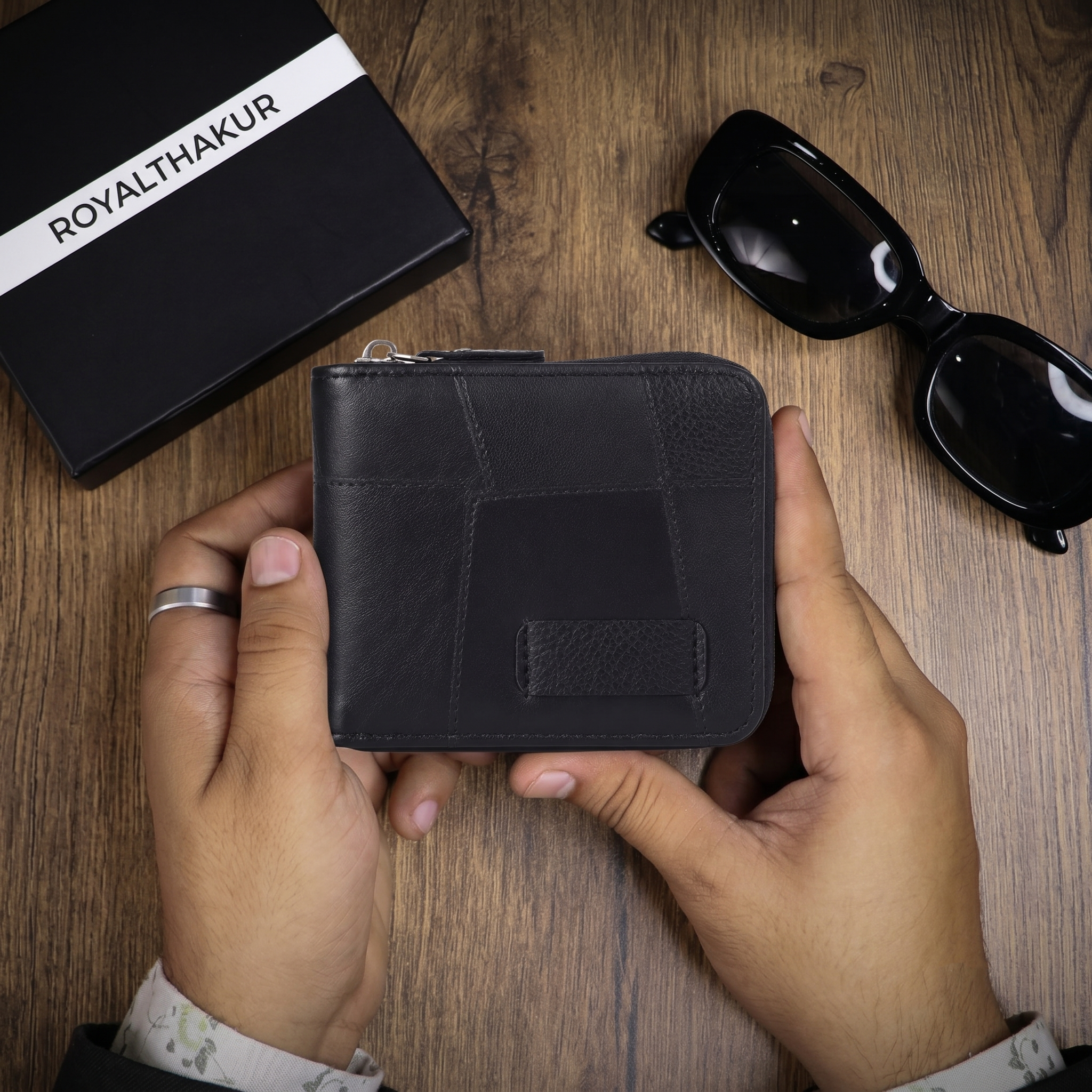 Classic Vegan Leather Men's Zip Wallet with Coin Pocket, Card Slots & Hidden Zipper Pocket IM-29