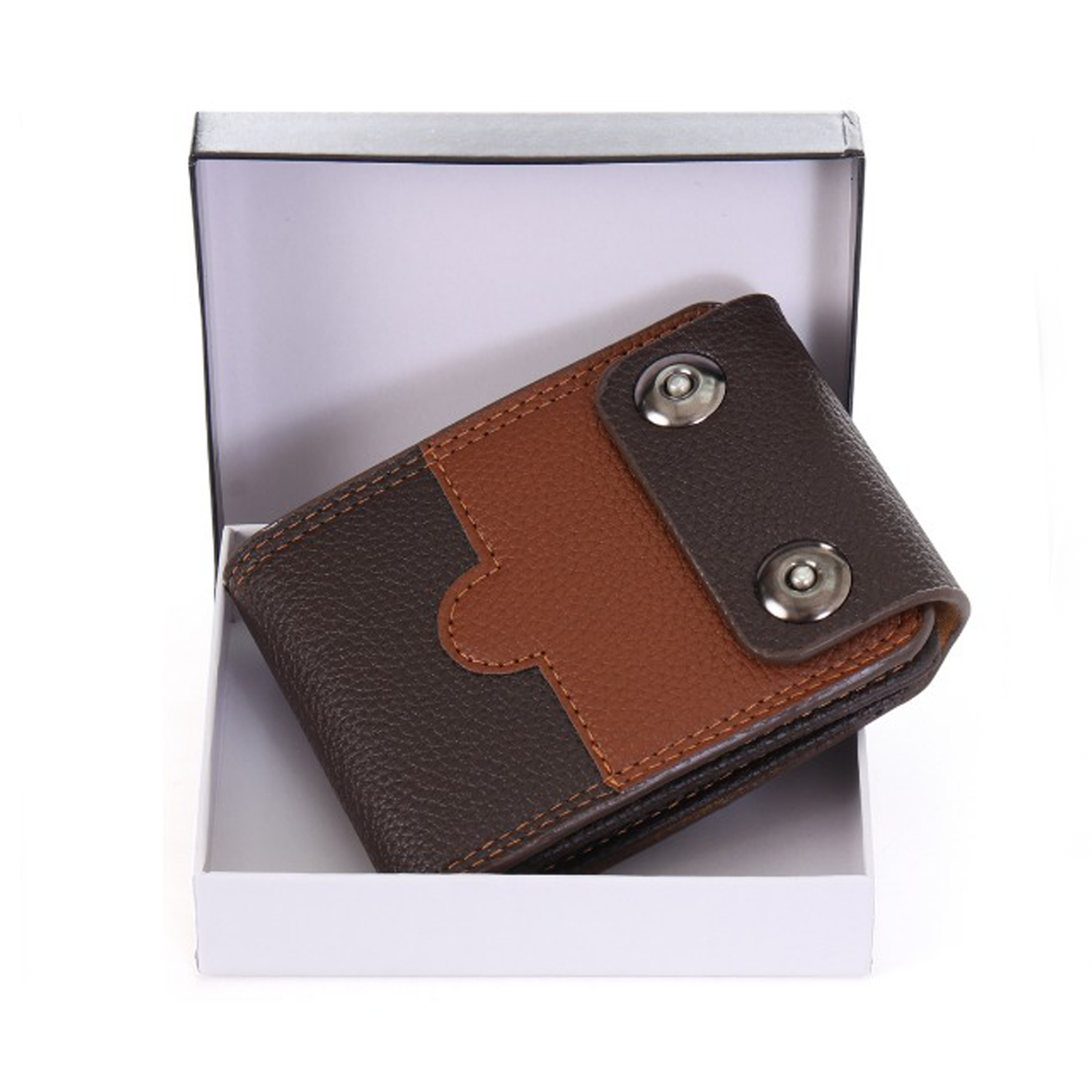 Dual-Tone Vegan Leather Wallet for Men – Slim Bi-Fold Wallet with Multiple Compartments IL-50