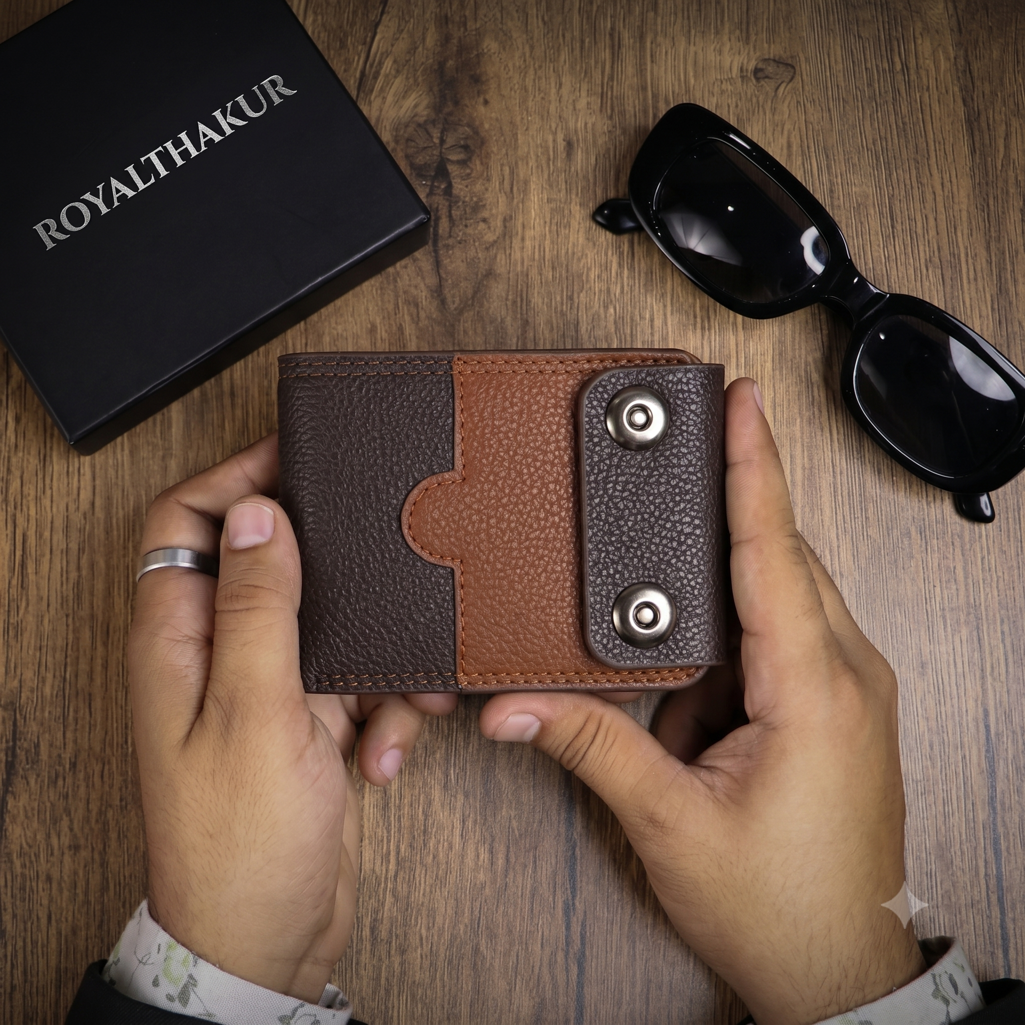 Dual-Tone Vegan Leather Wallet for Men – Slim Bi-Fold Wallet with Multiple Compartments IL-50