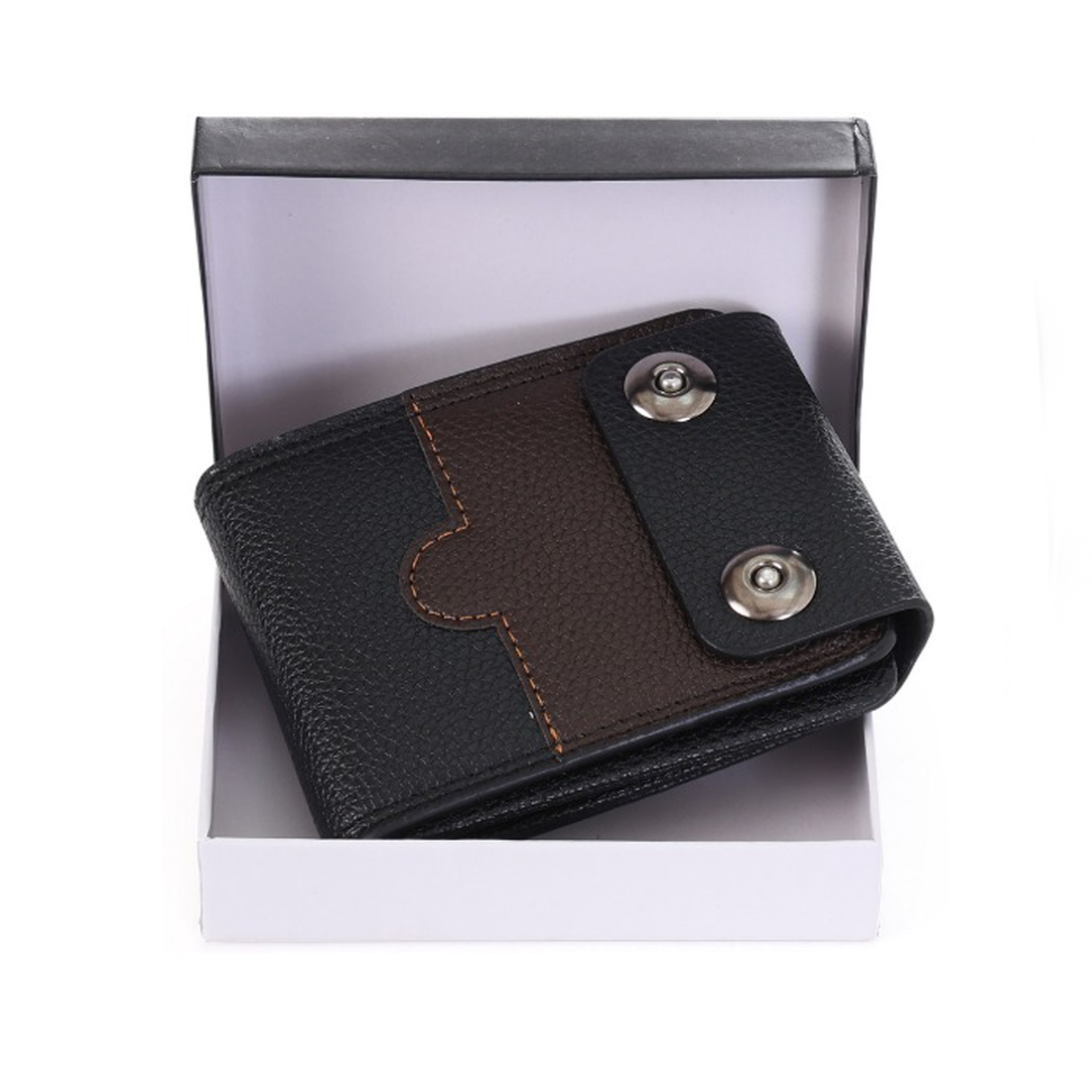 Dual-Tone Vegan Leather Wallet for Men – Slim Bi-Fold Wallet with Multiple Compartments IL-50