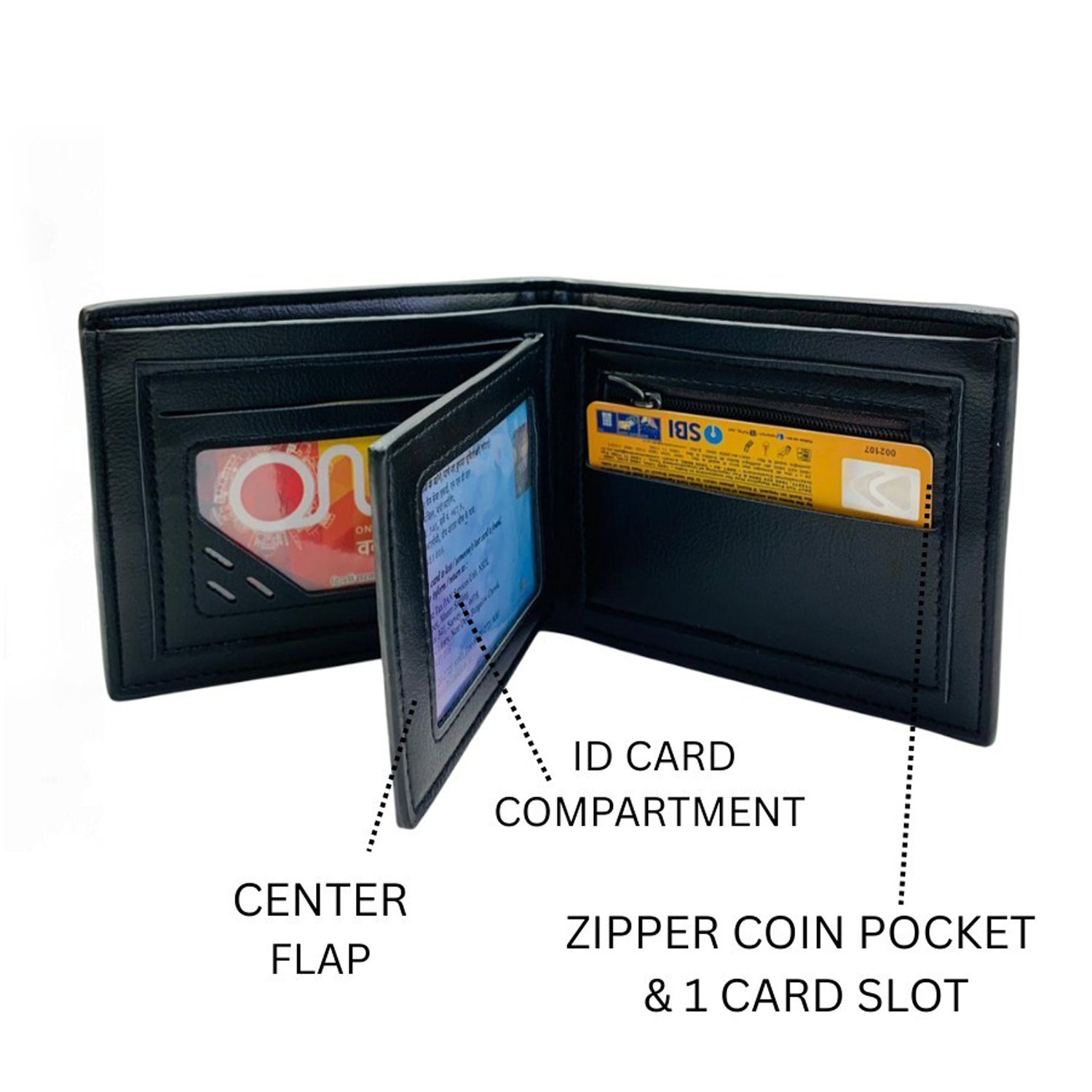 Elegant Black Men’s Wallet with Strap Detail & Pocket-Friendly Build NQ-14