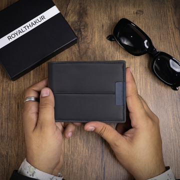 Elegant Black Men’s Wallet with Strap Detail & Pocket-Friendly Build NQ-14