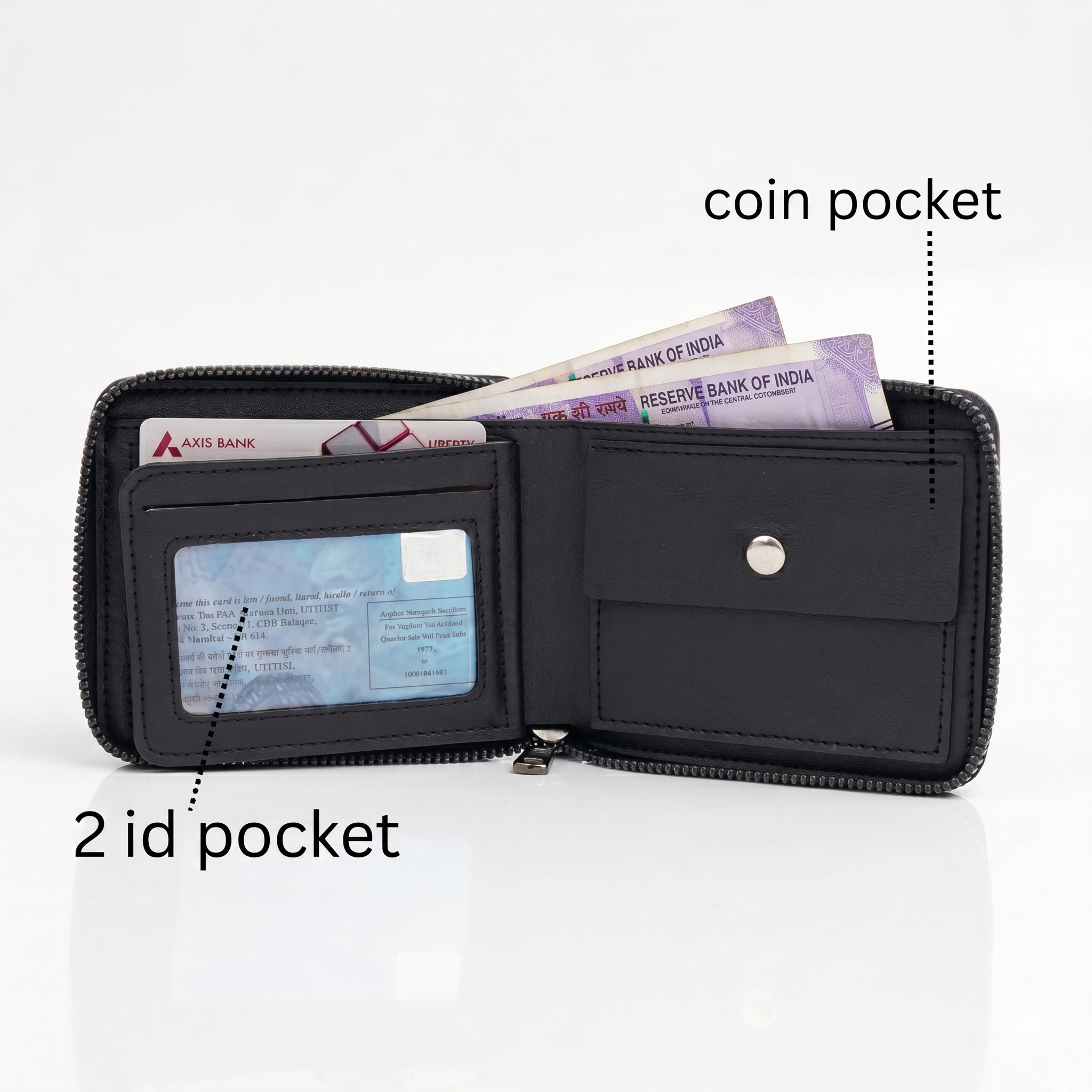 High-End Men’s Zip Wallet with Coin Pocket & Multi Card Slots BI-06