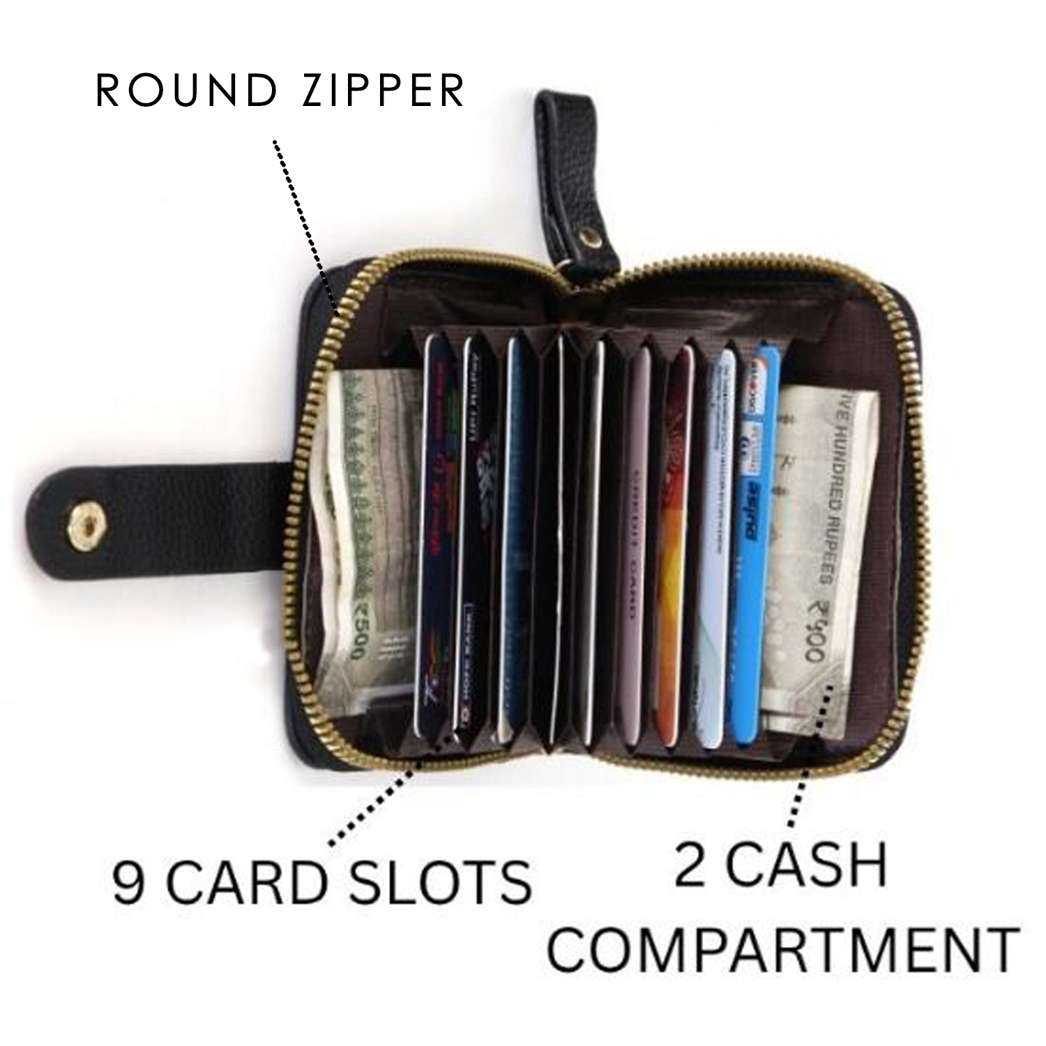 Man's Premium Zip Wallet with Secure Snap Closure & Card Storage BS-05