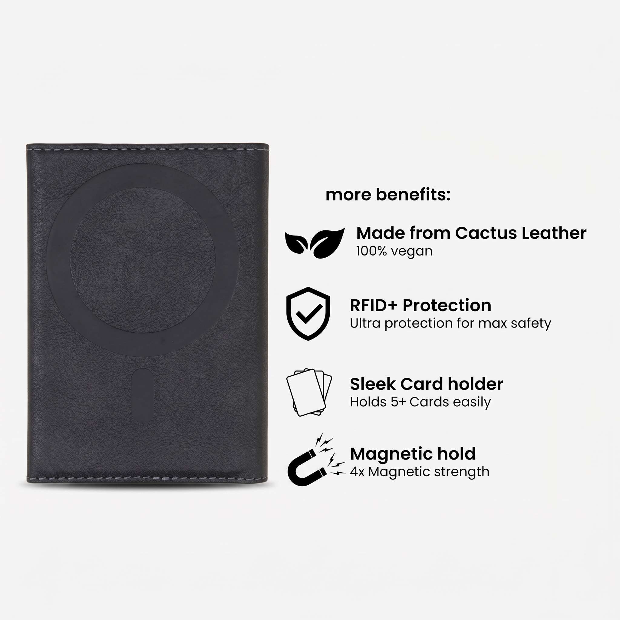 Men's RFID Blocking MagSafe Magnetic Wallet Card Holder JU-06
