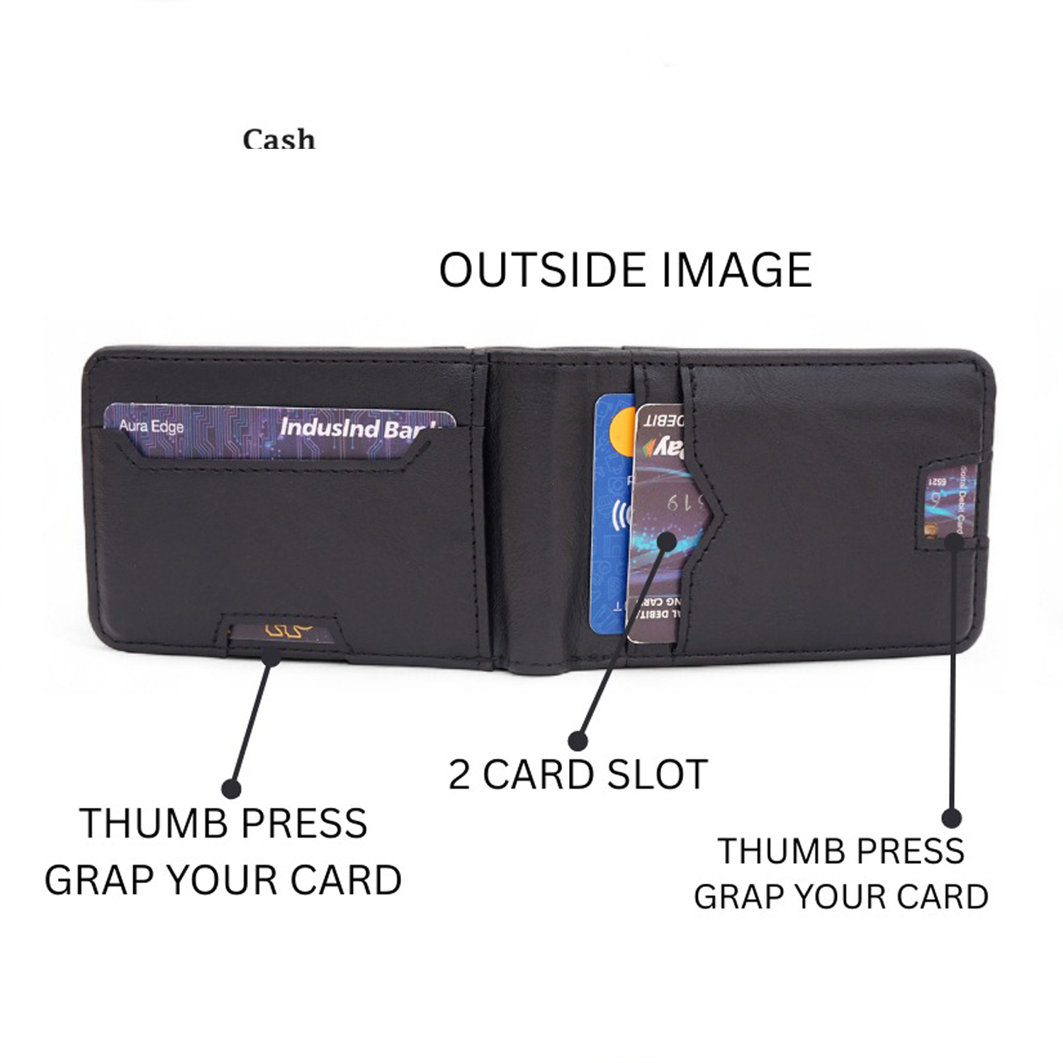 Men's Slim Vegan Leather Money Clip Wallet | Compact Card Holder with ID Window, Multiple Card Slots & Cash Clip OD-19