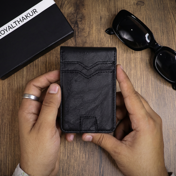 Men's Slim Vegan Leather Money Clip Wallet | Compact Card Holder with ID Window, Multiple Card Slots & Cash Clip OD-19