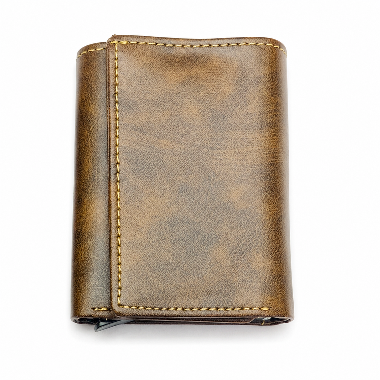 Men’s Vegan Leather Pop-Up Wallet | Slim Metal Card Holder with Push Button Closure RNNB-001