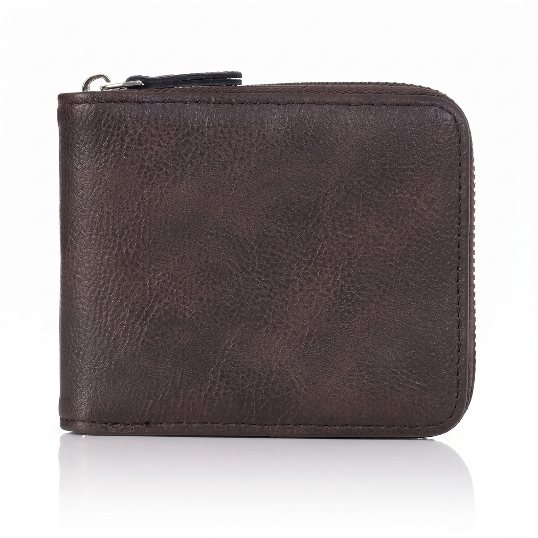 Premium Black Textured Faux Leather Zip Wallet for Men | Compact & Stylish Everyday Carry Wallet IM-22