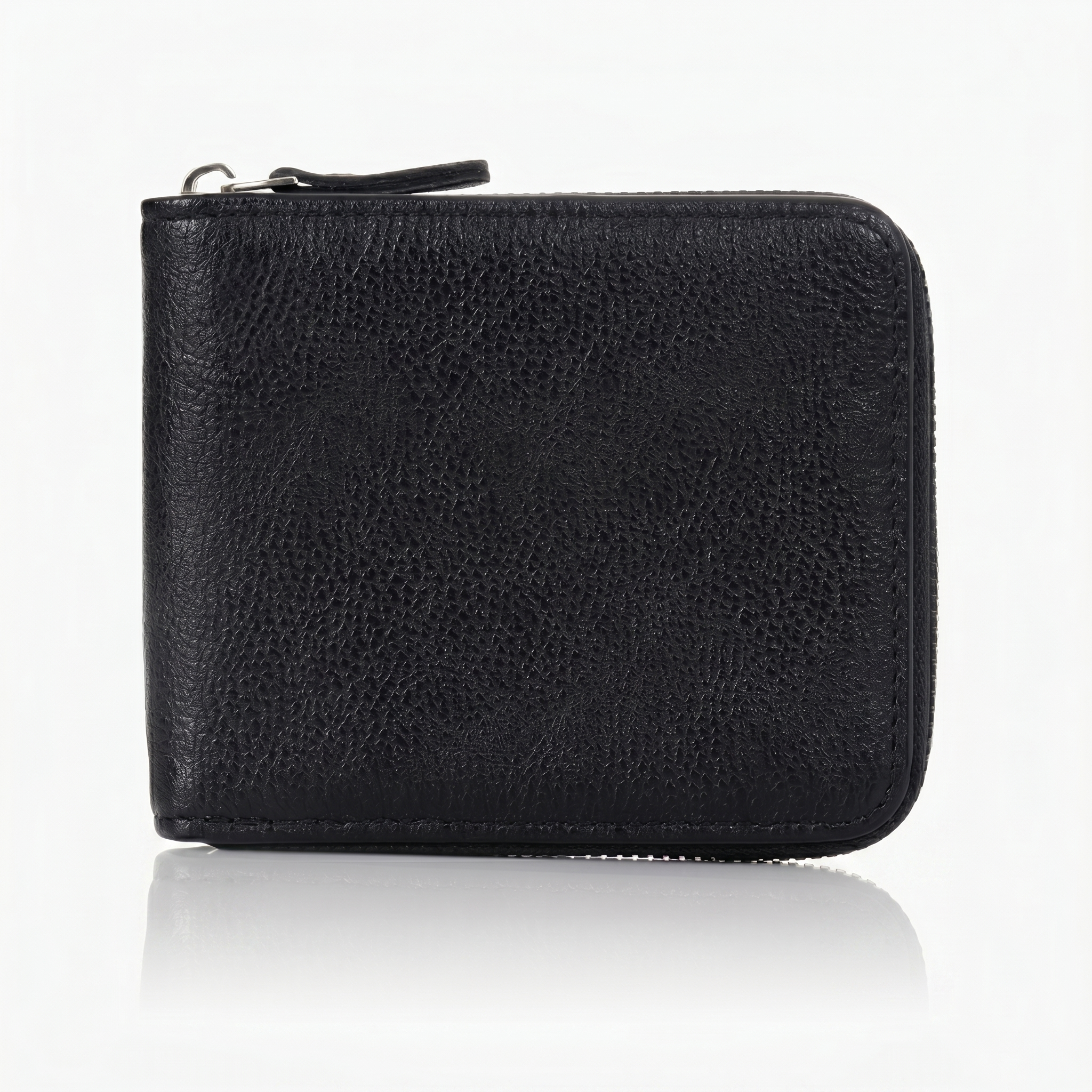 Premium Black Textured Faux Leather Zip Wallet for Men | Compact & Stylish Everyday Carry Wallet IM-22