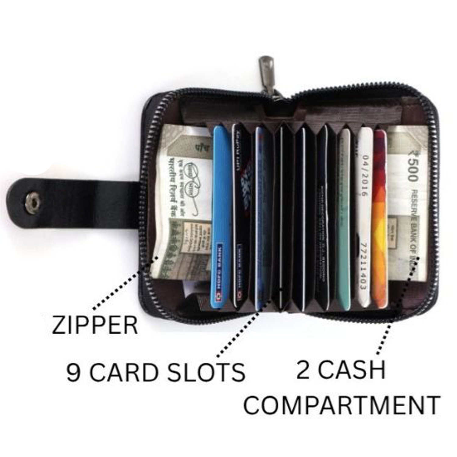 Premium Compact Men’s Wallet with Zipper Closure & Card Storage BS-06
