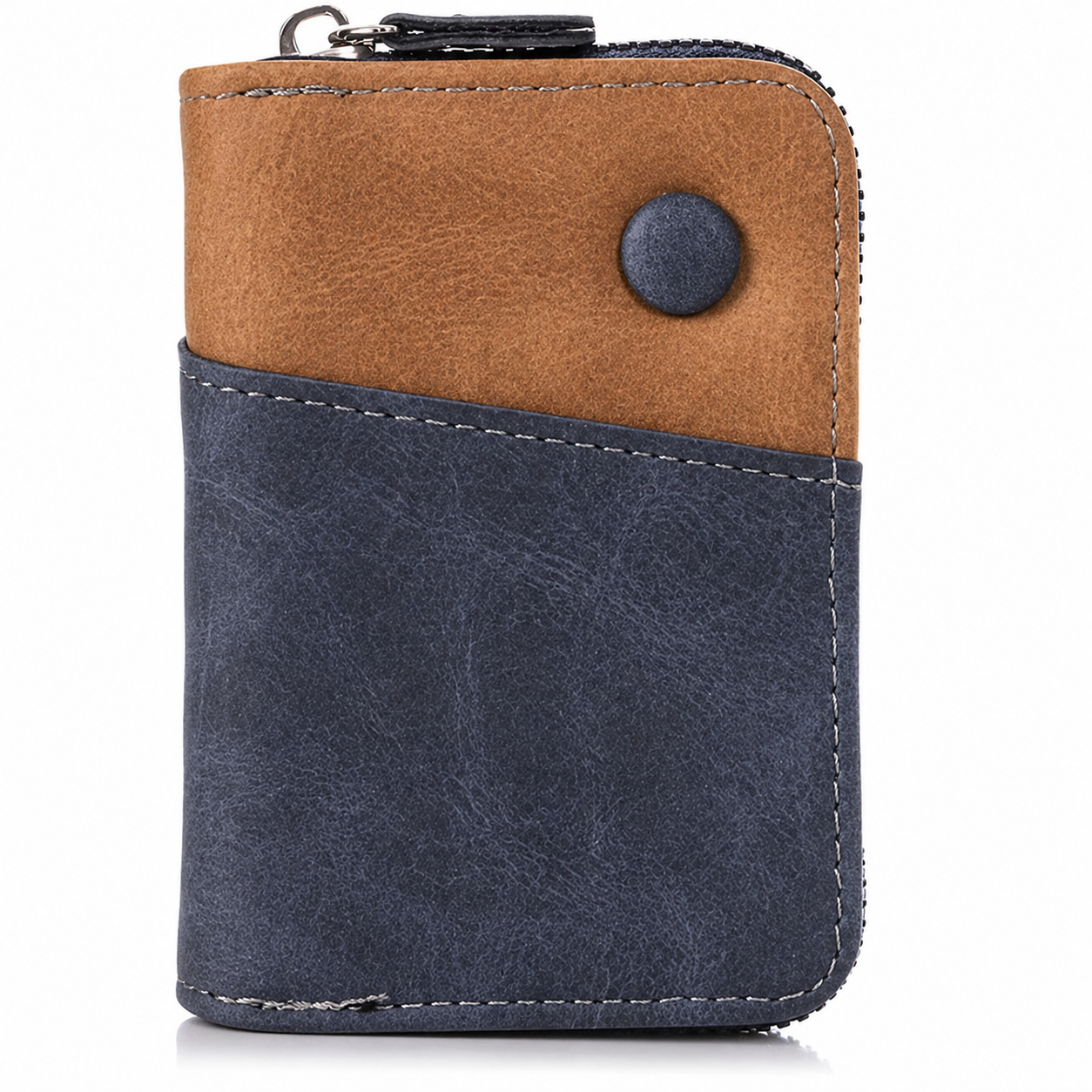 Premium Dual-Tone Leather Wallet for Men with Zip Closure BS-04