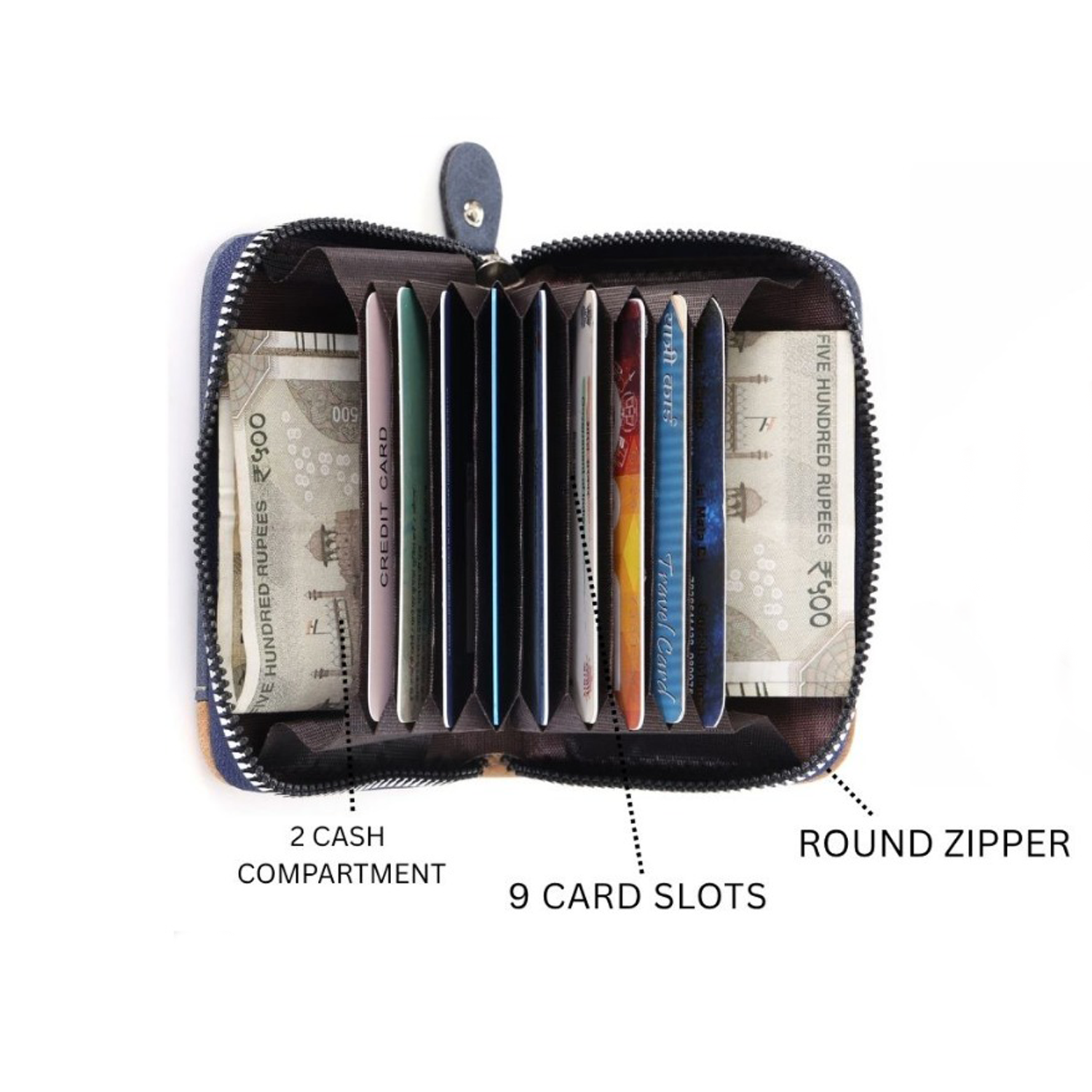 Premium Dual-Tone Leather Wallet for Men with Zip Closure BS-04