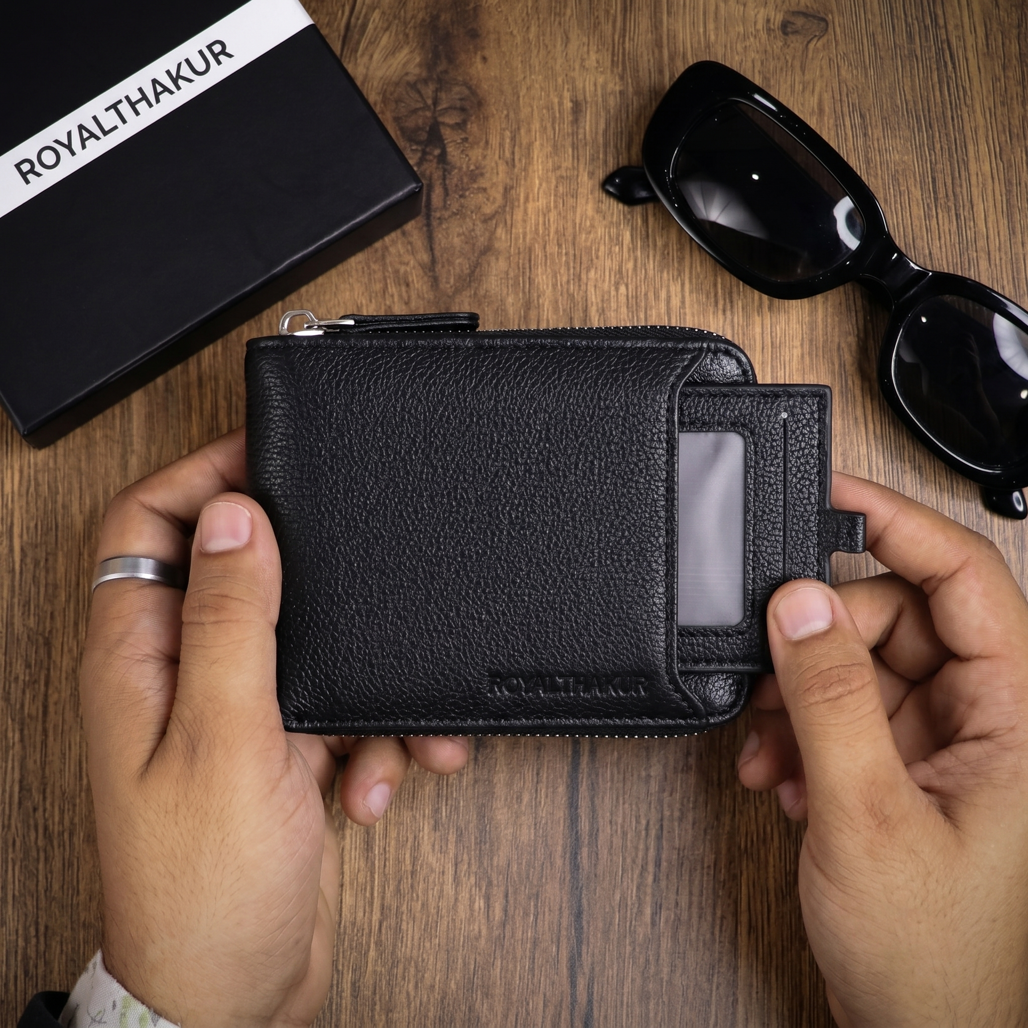 Premium Men's Vegan Leather Zip Wallet with Detachable Card Holder, Coin Pocket & RFID Protection IM-21