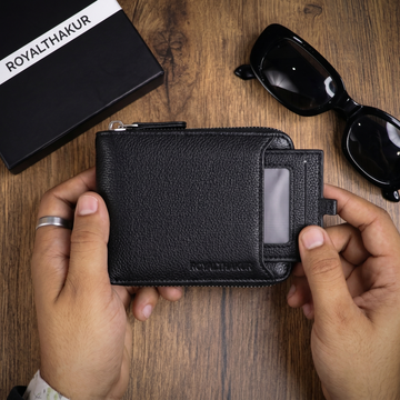 Premium Men's Vegan Leather Zip Wallet with Detachable Card Holder, Coin Pocket & RFID Protection IM-21