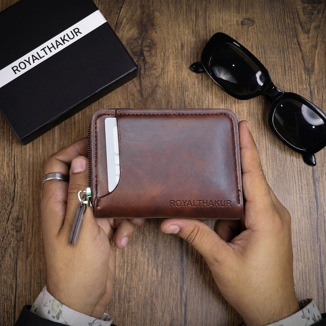 Premium Vegan Leather Men's Zipper Wallet | 9 Card Slots & ID Window SB-02