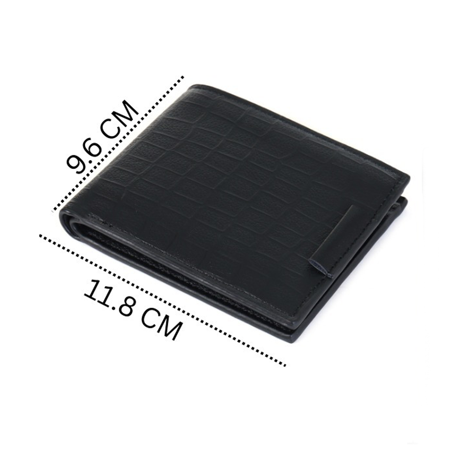 The Midnight Croc Edition: Textured Matte Black Bifold Wallet with Security Tab NQ-12